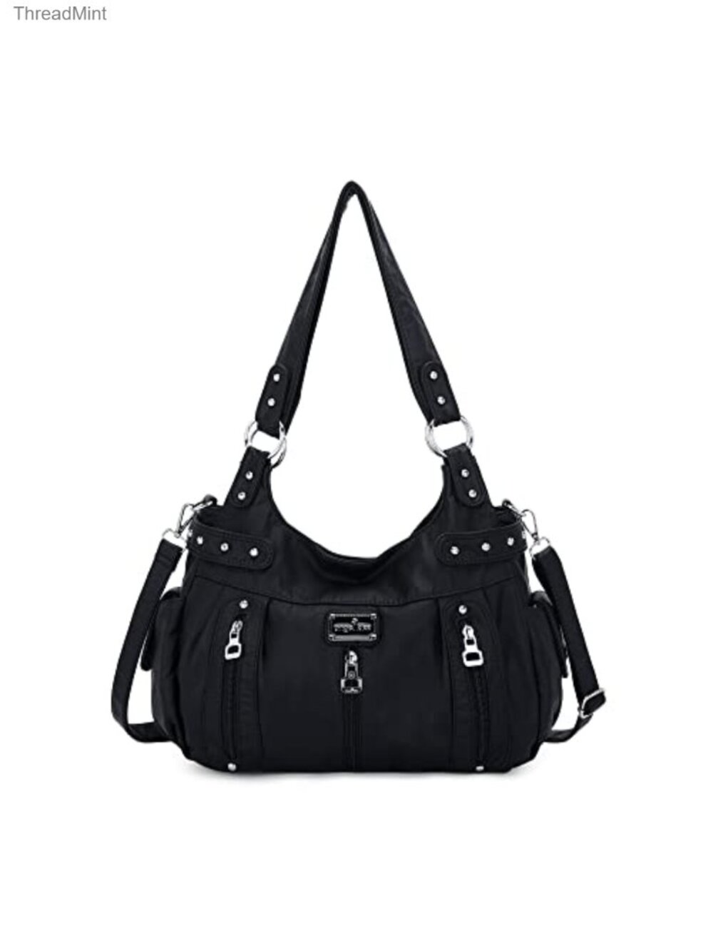 Washed Faux Leather Hobo Satchel Crossbody Handbag Tote Purse Large Women